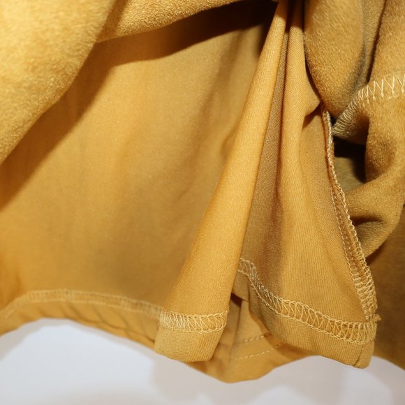 Altar'd State Mustard Yellow Suede-Like Ruffle Sleeve Blouse Women's Size M-NWT - Picture 6 of 9